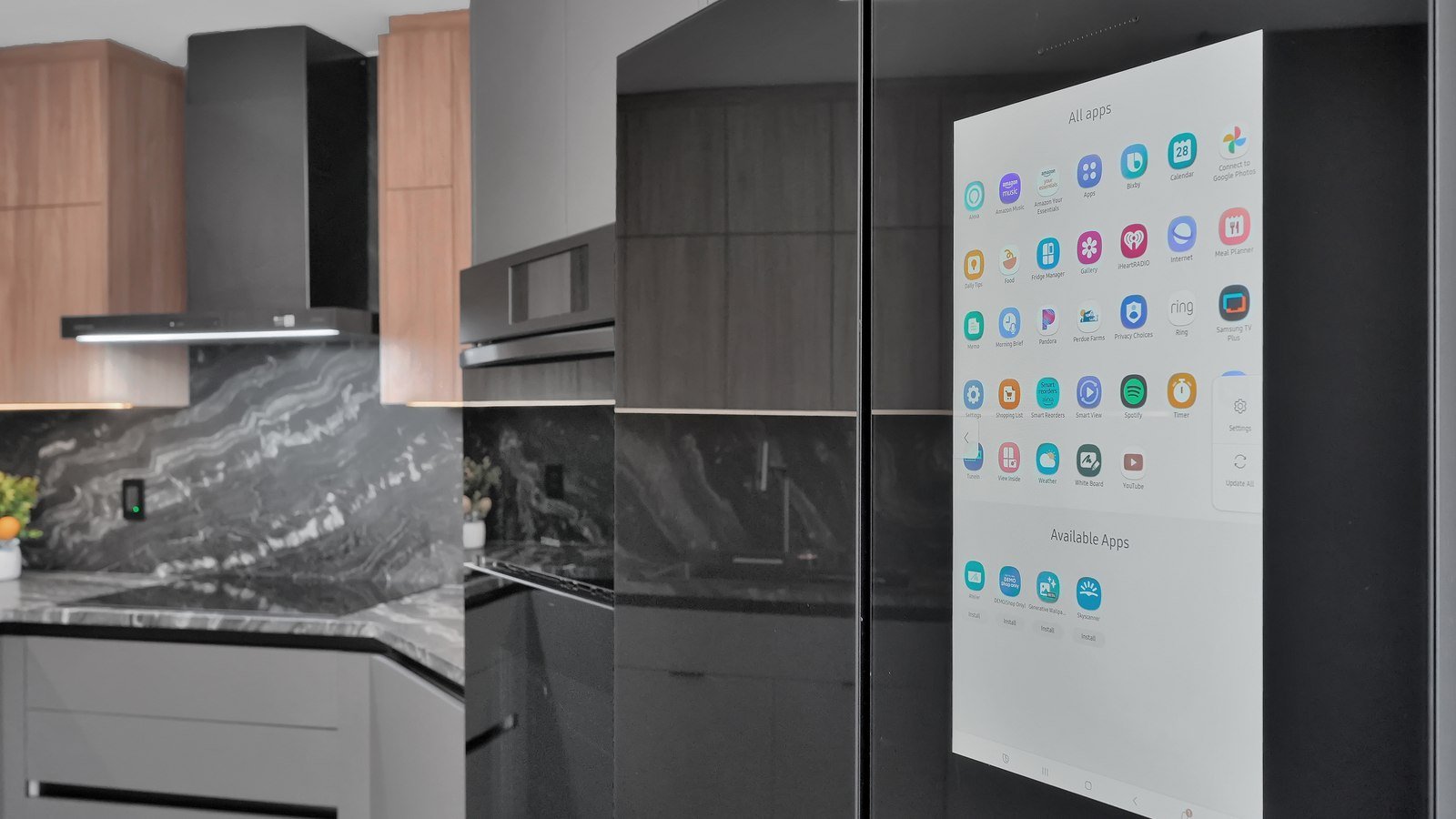 Built-in smart refrigerator with touchscreen display